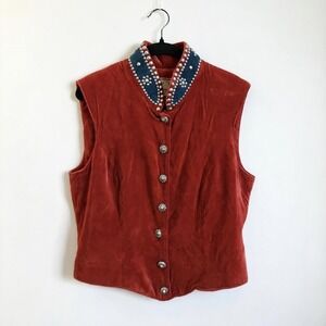 Double D Ranchwear Vintage Cowgirl Velvet Studded Western Vest Small